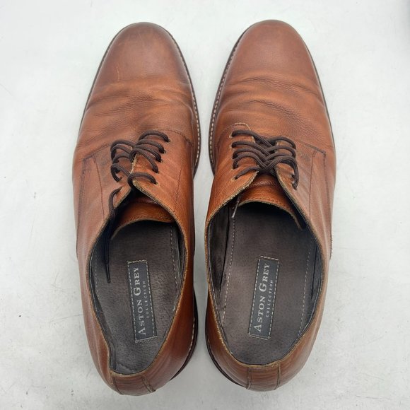Aston Grey Shoes Men`s Size 12 Orlando Dress Oxford Brown Leather  plain Toe - Picture 6 of 10